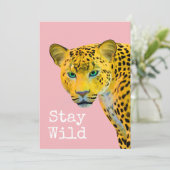 Leopard Bleibe Wild Pink Karte (Stehend Vorderseite)