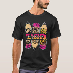 Leopard Bleistift Tagesmutter Lehrer Zurück zur Sc T-Shirt