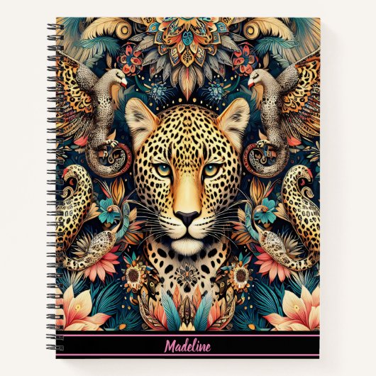 Leopard Bliss: Erholung unter tropischen Vögeln Notizblock (Vorderseite)