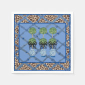 Leopard Blue Bamboo Chinoiserie Ginger Jar Paper Serviette (Vorderseite)