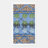 Leopard Blue Bamboo Chinoiserie Ginger Jar Serviette (Vorderseite)