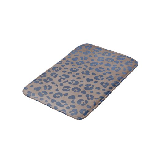 Leopard Blue Pattern Badematte (Schrägansicht)