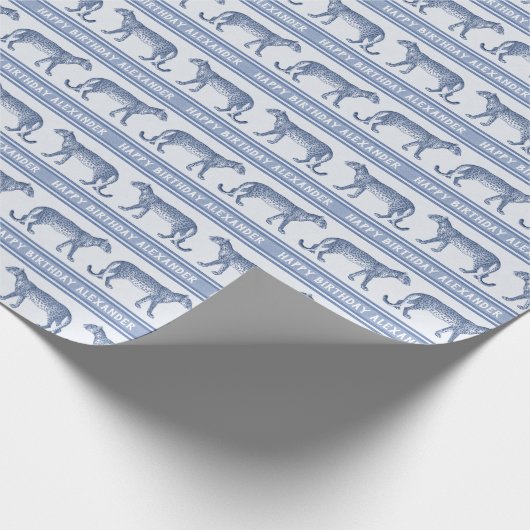 Leopard Blues Elegant Man's Birthday Geschenkpapier (Ecke)