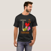 Leopard Blumen Bleistift Lehrer T-Shirt (Vorne ganz)