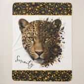 Leopard Blumen-Wildlife-Kunstdecke Sherpadecke (Vorderseite)