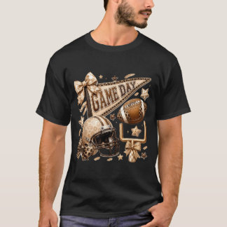 Leopard-Bogen-Kokette-Saison-Spieltag-Fußball T-Shirt