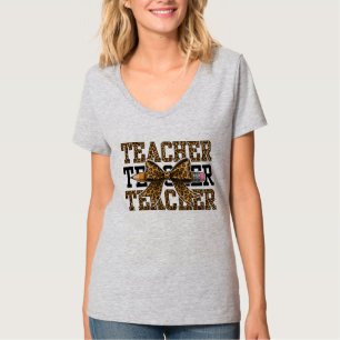 Leopard-Bogen-Lehrer-Schule-Bleistift-Cute-Klassen T-Shirt