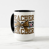 Leopard-Bogen-Lehrer-Schule-Bleistift-Cute-Klassen Tasse (Vorderseite Links)