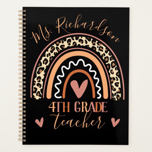 Leopard Bohemisch Rainbow Add Node Teacher Name Pl Planer (Vorderseite)