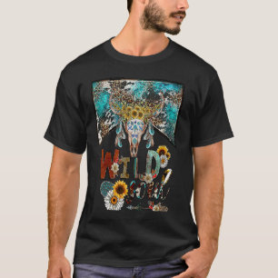 Leopard Boho Bull Skull Wild Soul Hippie Western C T-Shirt