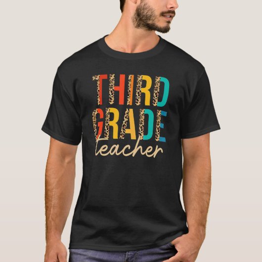 Leopard & Boho Dritter Lehrer der dritten Klasse z T-Shirt (Vorderseite)