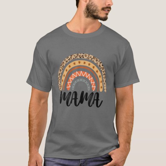 Leopard Boho Rainbow Mama Mother's Day T-Shirt (Vorderseite)