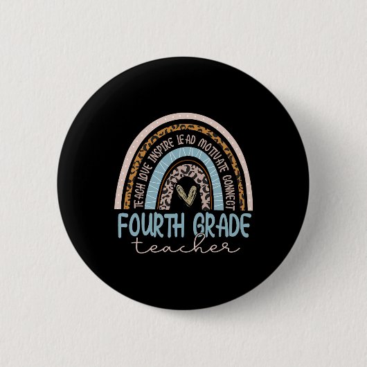 Leopard Boho Rainbow Zurück zur Schule Button (Vorderseite)