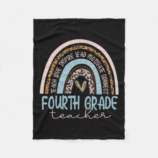 Leopard Boho Rainbow Zurück zur Schule Fleecedecke (Vorderseite)