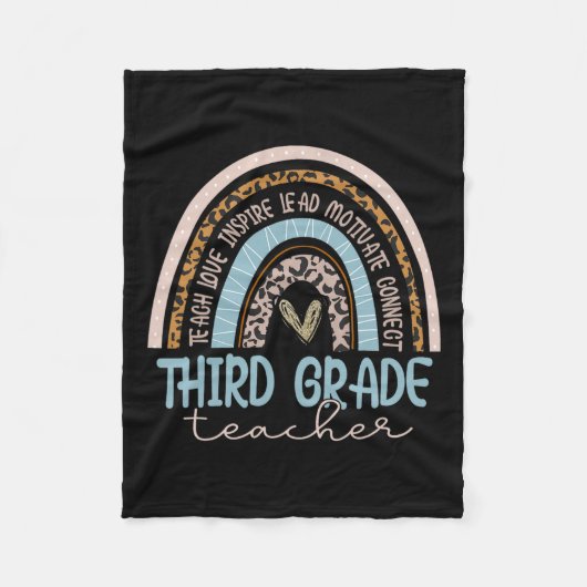 Leopard Boho Rainbow Zurück zur Schule Fleecedecke (Vorderseite)
