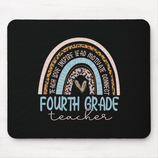 Leopard Boho Rainbow Zurück zur Schule Mousepad (Vorne)