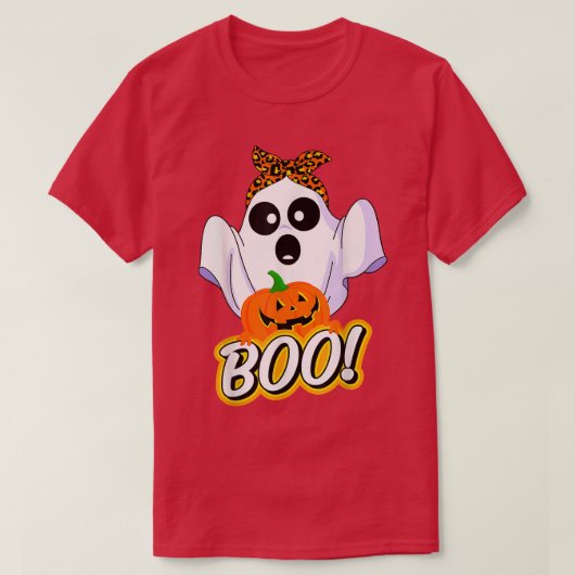 Leopard Boo Ghost Witchy Herbstkostüm T-Shirt (Design vorne)