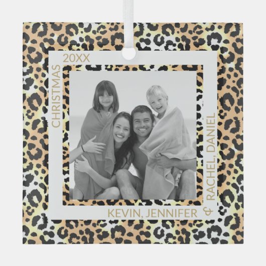 Leopard Border Foto Ornament Aus Glas (Vorderseite)