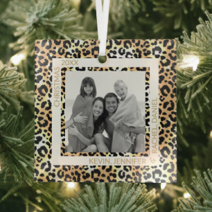 Leopard Border Foto Ornament Aus Glas