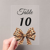 Leopard bow acrylic table number sign acryleinladungen (Insitu (Handheld))