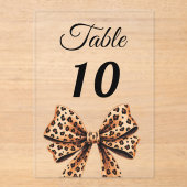 Leopard bow acrylic table number sign acryleinladungen (Vorderseite)