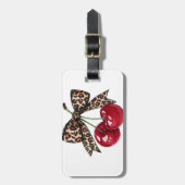 Leopard Bow Cherry Pop Gepäckanhänger (Vorderseite vertikal)