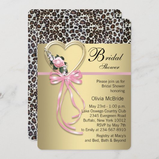 Leopard-Brautparty Einladung (Vorne/Hinten)