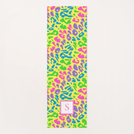 Leopard Bright Neon Monogramm Personalisiert Yogamatte