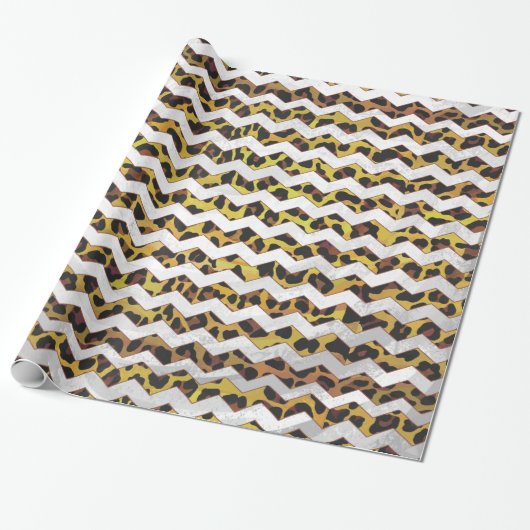 Leopard Brown and Yellow Cevron Print Geschenkpapier (Ungerollt)