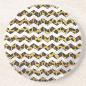 Leopard Brown and Yellow Cevron Print Getränkeuntersetzer (Vorne)