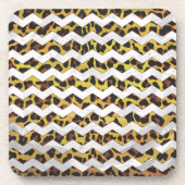 Leopard Brown and Yellow Cevron Print Getränkeuntersetzer (Vorderseite)