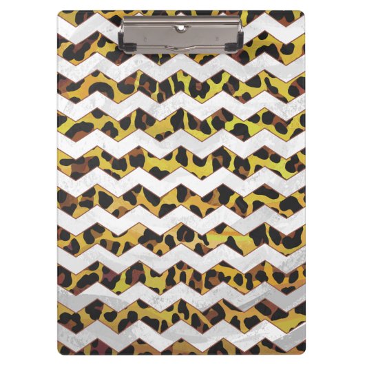 Leopard Brown and Yellow Cevron Print Klemmbrett (Vorderseite)