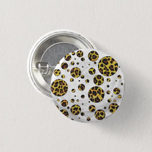 Leopard Brown and Yellow Polka Dot Button (Vorne & Hinten)
