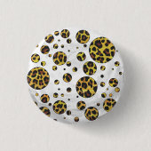 Leopard Brown and Yellow Polka Dot Button (Vorderseite)