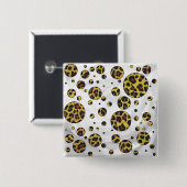 Leopard Brown and Yellow Polka Dot Button (Vorne & Hinten)