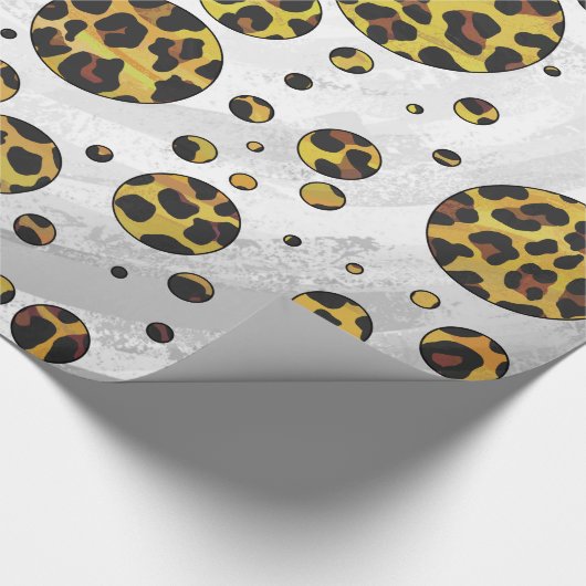 Leopard Brown and Yellow Polka Dot Geschenkpapier (Ecke)