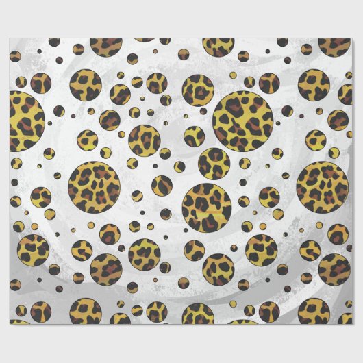 Leopard Brown and Yellow Polka Dot Geschenkpapier (Flach)