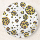 Leopard Brown and Yellow Polka Dot Getränkeuntersetzer (Vorne)