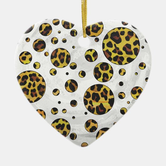Leopard Brown and Yellow Polka Dot Keramikornament (Vorne)