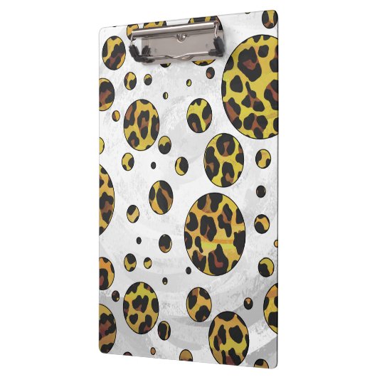 Leopard Brown and Yellow Polka Dot Klemmbrett (Links)