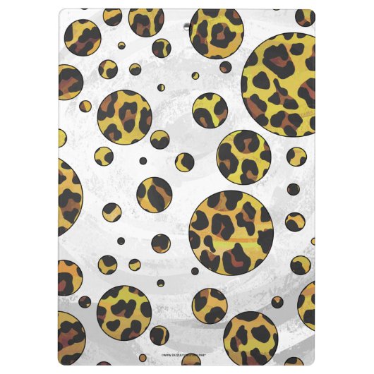Leopard Brown and Yellow Polka Dot Klemmbrett (Rückseite)