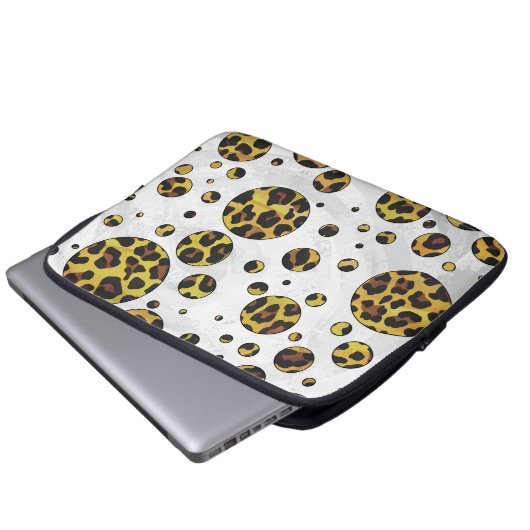 Leopard Brown and Yellow Polka Dot Laptopschutzhülle (Vorne Knopf)