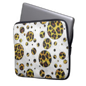 Leopard Brown and Yellow Polka Dot Laptopschutzhülle (Vorderseite Links)