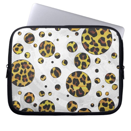 Leopard Brown and Yellow Polka Dot Laptopschutzhülle (Vorderseite)
