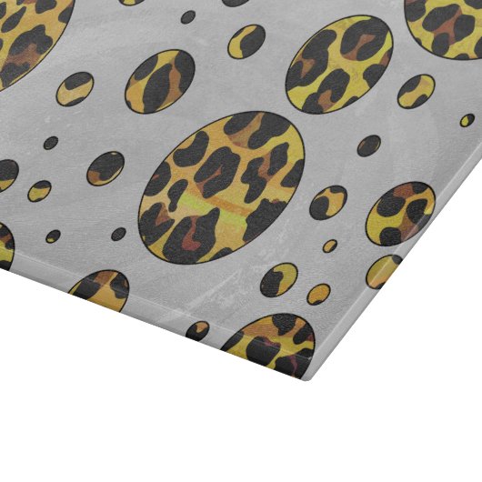 Leopard Brown and Yellow Polka Dot Schneidebrett (Ecke)