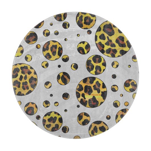 Leopard Brown and Yellow Polka Dot Schneidebrett (Vorderseite)