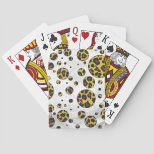 Leopard Brown and Yellow Polka Dot Spielkarten