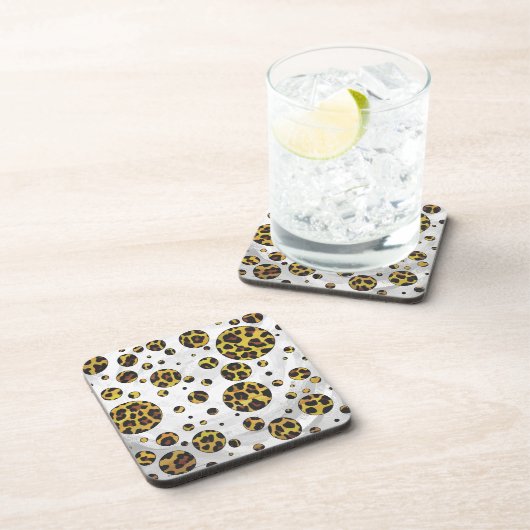 Leopard Brown and Yellow Polka Dot Untersetzer (Rechte Seite)