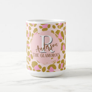 Leopard Brown Pink Beige Personalisiert Kaffeetasse