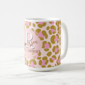 Leopard Brown Pink Beige Personalisiert Kaffeetasse (VorderseiteRechts)